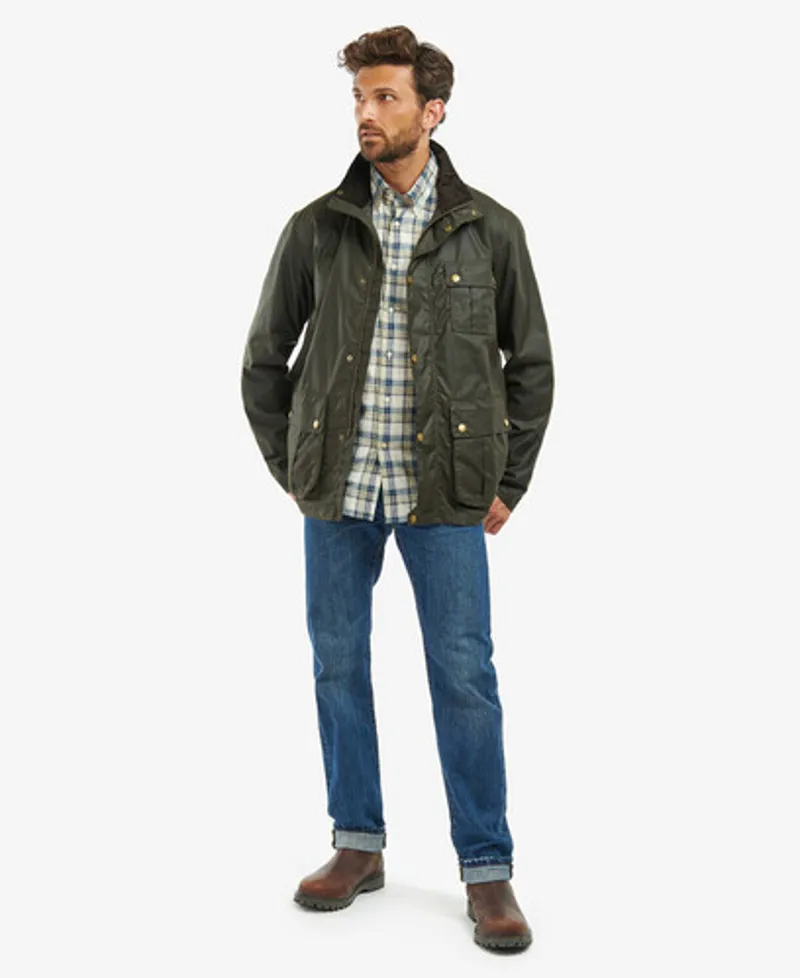 Barbour Dunlin Wax Jacket in Olive-2